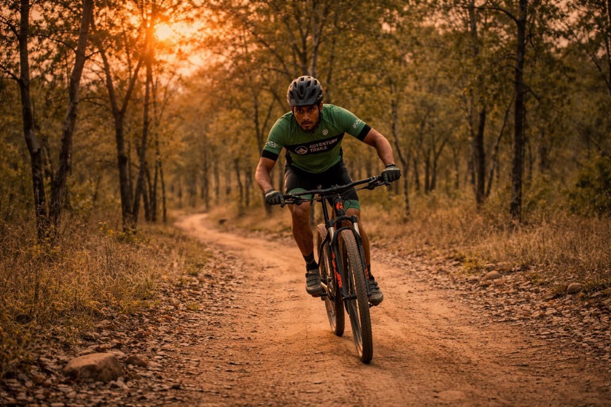 MTB rider on a forest trail
