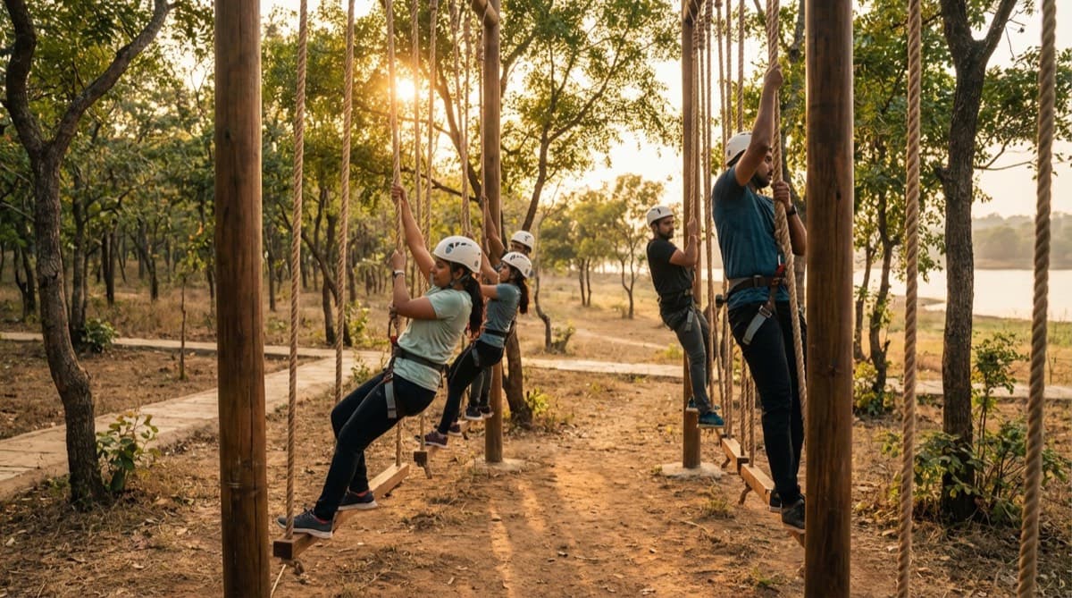 Instructor on the rope course