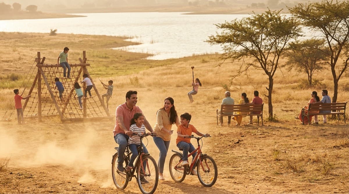 Families cycling together